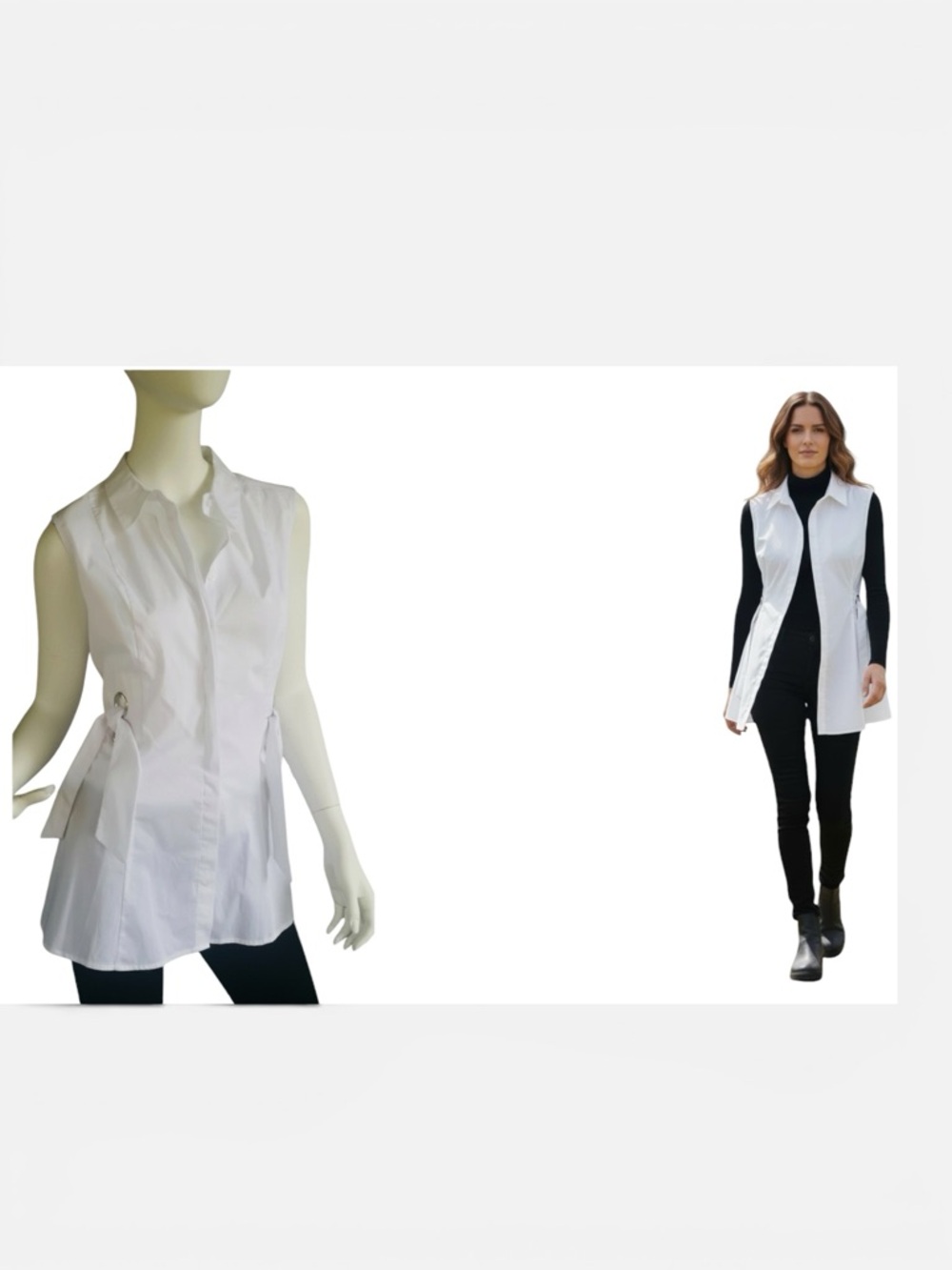 Peck & Peck White Sleeveless Button-Down Shirt Sz M